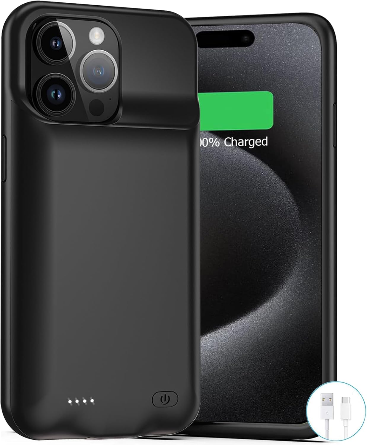 Battery Case for iPhone 15 Pro Max, Upgraded 9000mAh Rechargeable Portable Charging Case with Carplay Compatible with iPhone 15 Pro Max (6.7 inch) Extended Battery Pack Protective Charger Power Cover