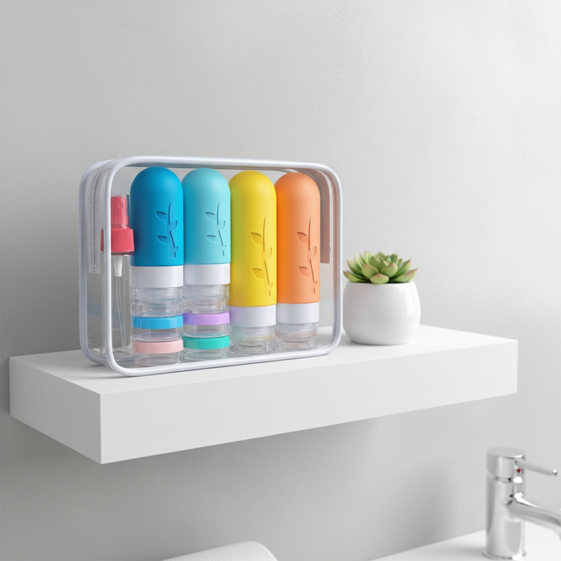 DEPOZA Travel Bottles Kit (16 Pack) - TSA Approved, Leak Proof Silicone Squeezable Containers for