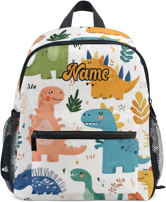 Custom Cute Dinosaurs2 Preschool Backpack for Toddler Boy Girl,Personalized Backpack with Name Text, Customization Kindergarten School Bookbags - M