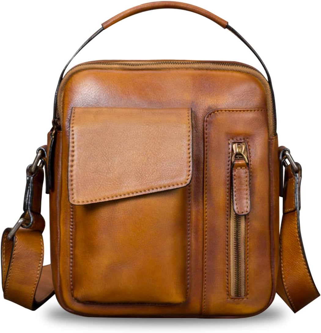 Genuine Leather Purses and Shoulder Bag for Men Vintage Real Leather Messenger Bag Handbag Crossbody Satchel Purse Strap