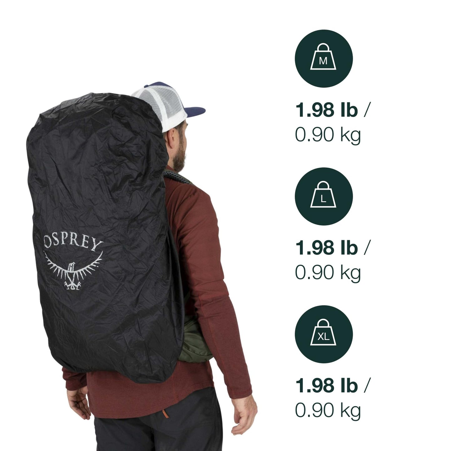 Osprey Ultralight Raincover for Backpack, Black, Medium
