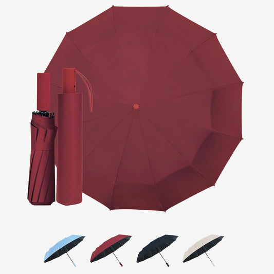 Large Automatic Umbrella - Windproof Travel Compact Folding Umbrella with Automatic Open & Close for Men and Women -creamy-black