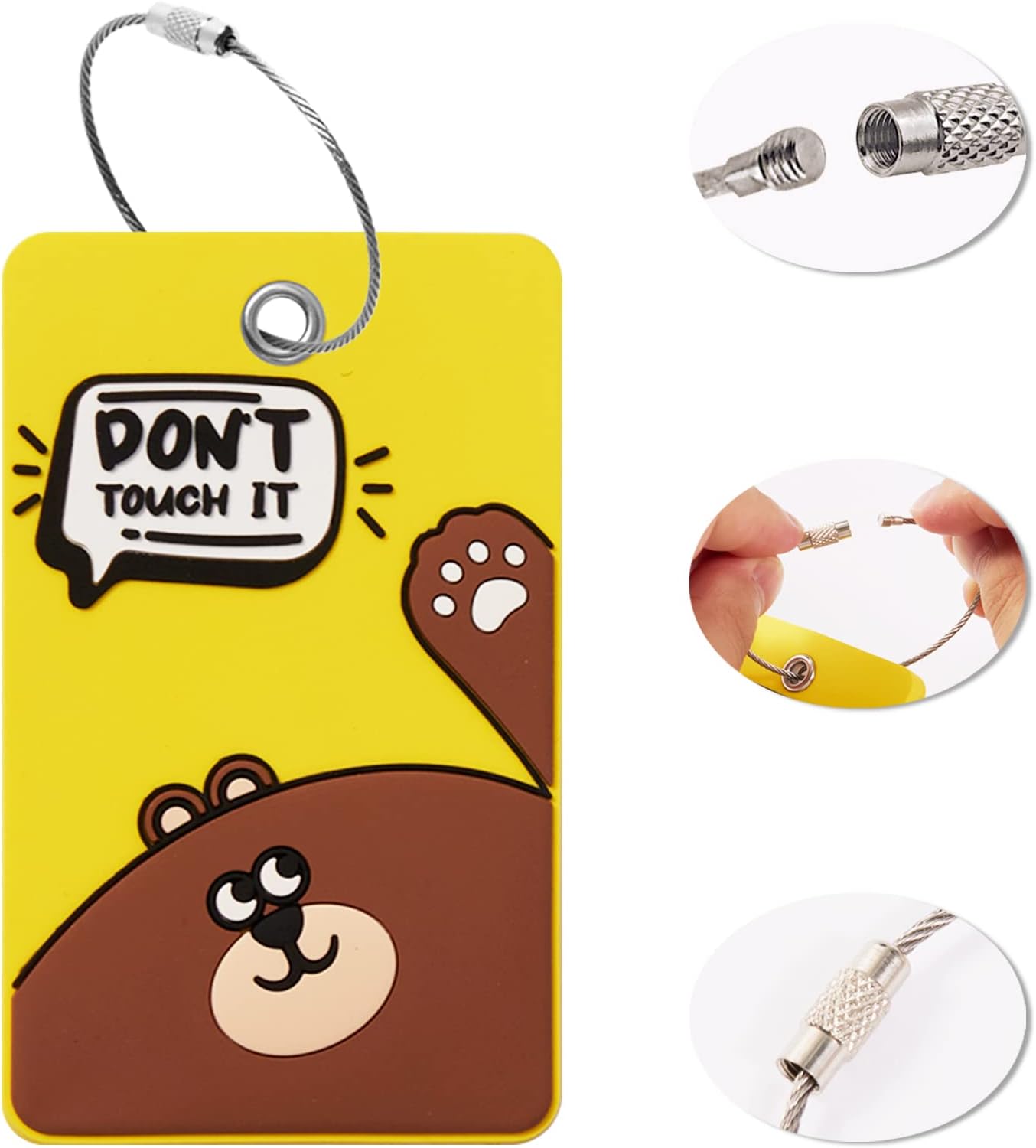 6PCS Unique Cute Animal Luggage Tags with Smile Reminder,Bright Silicone,Includes Name Cards with Full Privacy Cover & Stainless Steel Loops,Funny Suitcase Identify Labels for Women Men Kids