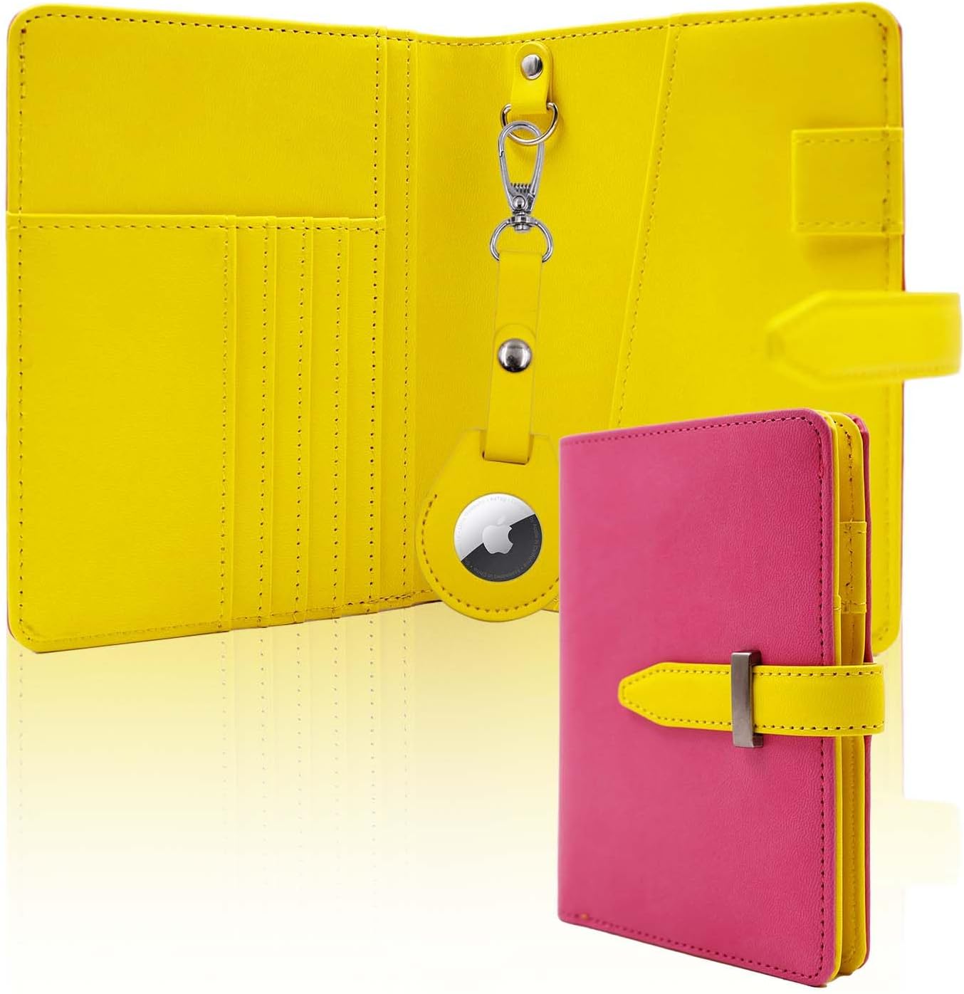 Deziliao Passport wallets, Mulit-purpose RFID Blocking Passport Holder AirTag Wallet, Travel Wallet（Pink）