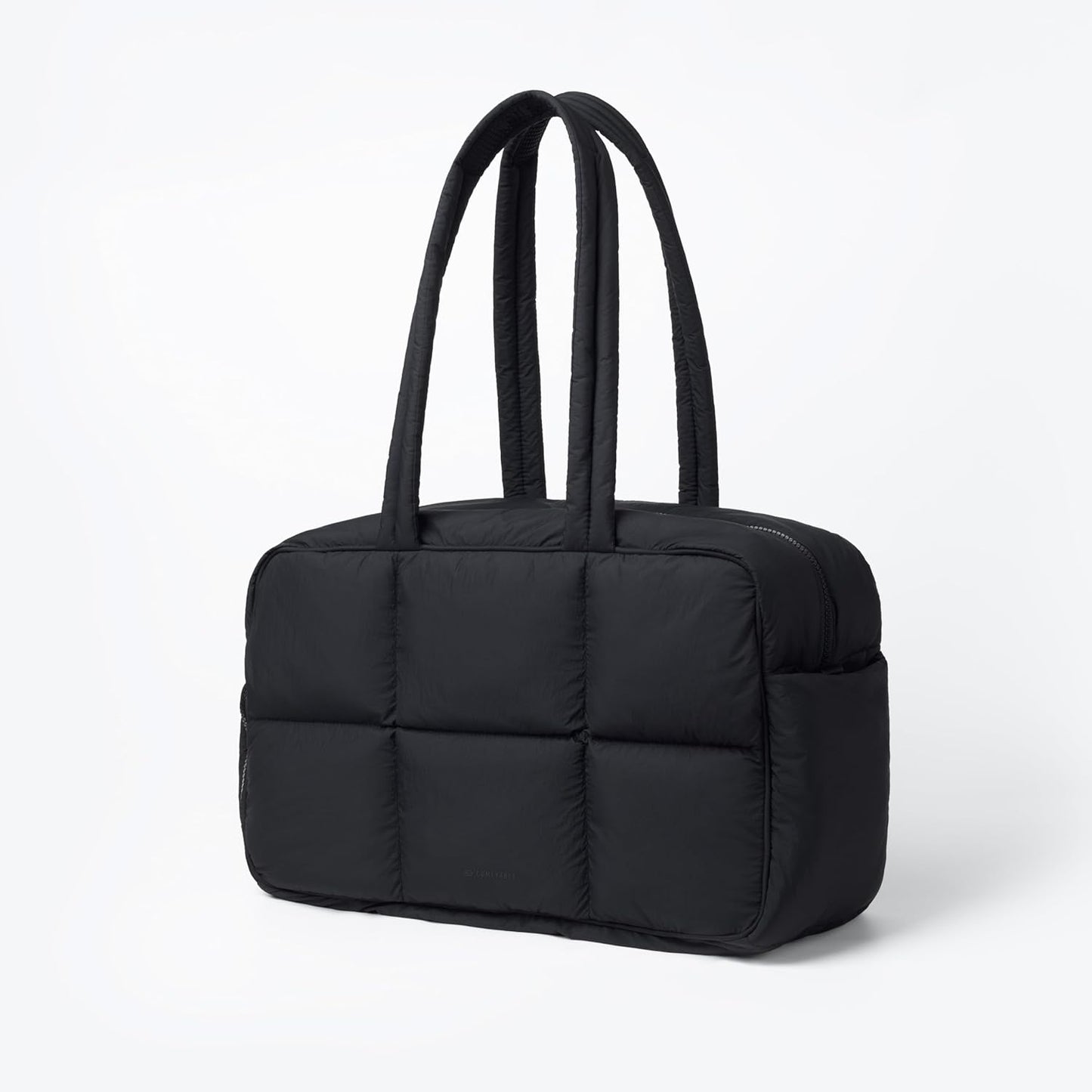 Comfyable Nylon Duffle Bag for Travel, Gym, Weekender Luggage Puffer Bag with Removable Shoe Compartment, Carrying Overnight Bag with Laptop Compartment For Women Men, Water-Repellent, Black