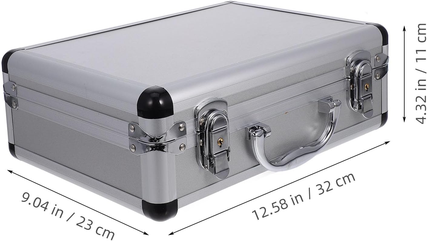 DOITOOL 12.5in Silver Aluminum Briefcase with Lock, Aluminum Briefcase for Men or Women, Metal Hard Case with Foam for Travelers Luggage Craftsman Travel Cash (12.5x9x4.3 Inch)