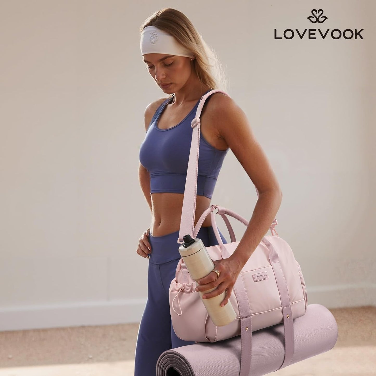 LOVEVOOK Small Gym Bag for Women with Yoga mat Holder, Mini Duffle Bag for Travel with Wet Pocket