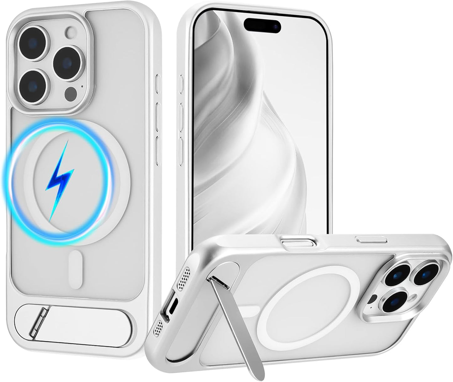Tikoo Strong Magnetic for iPhone 16 Pro Case with Magsafe and Built-in Invisible Kickstand Slim Translucent Matte Military Grade Protective Phone Case for iPhone 16 Pro 6.3”