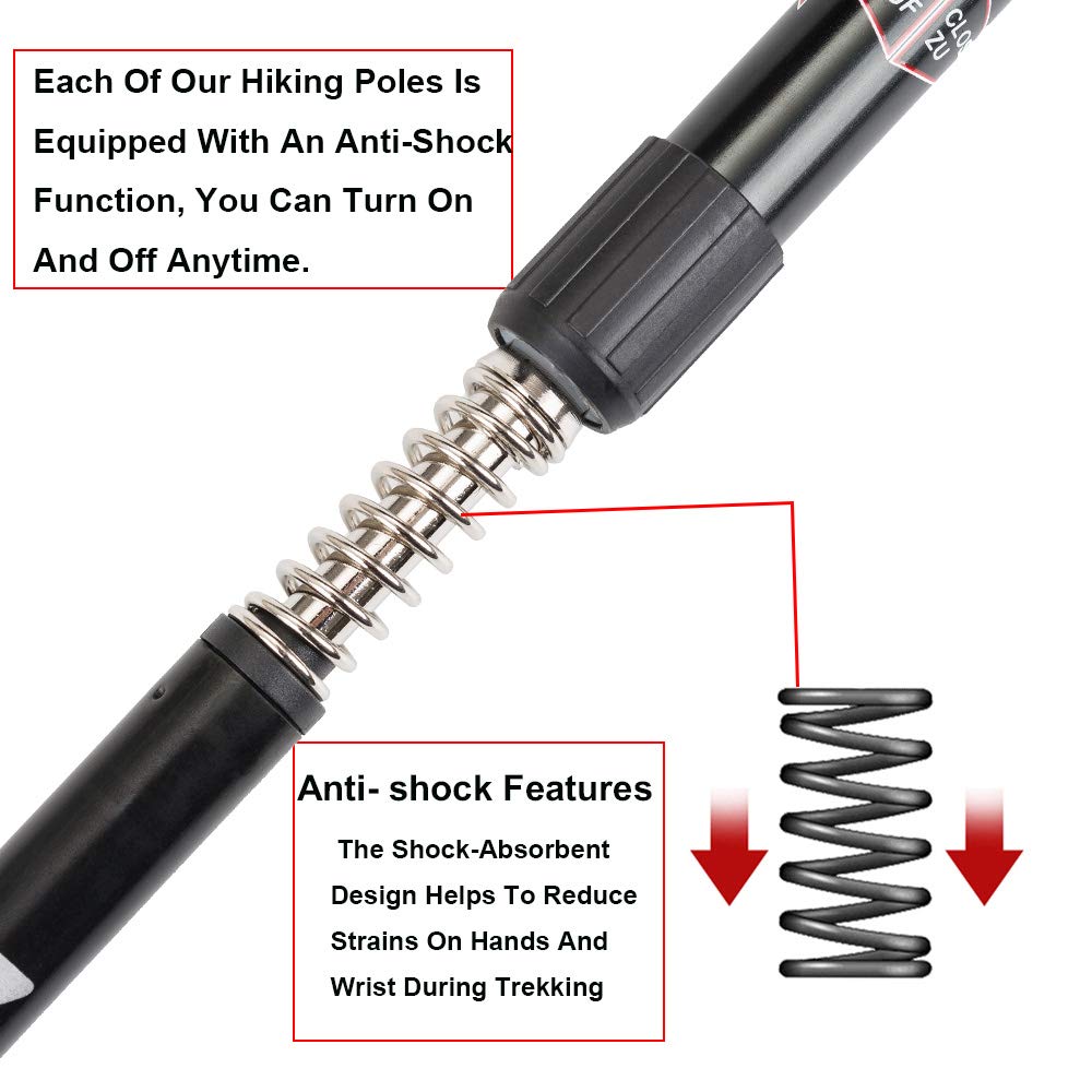 Aihoye Trekking Poles, Collapsible Lightweight Shock-Absorbent Hiking Walking Sticks Adjustable