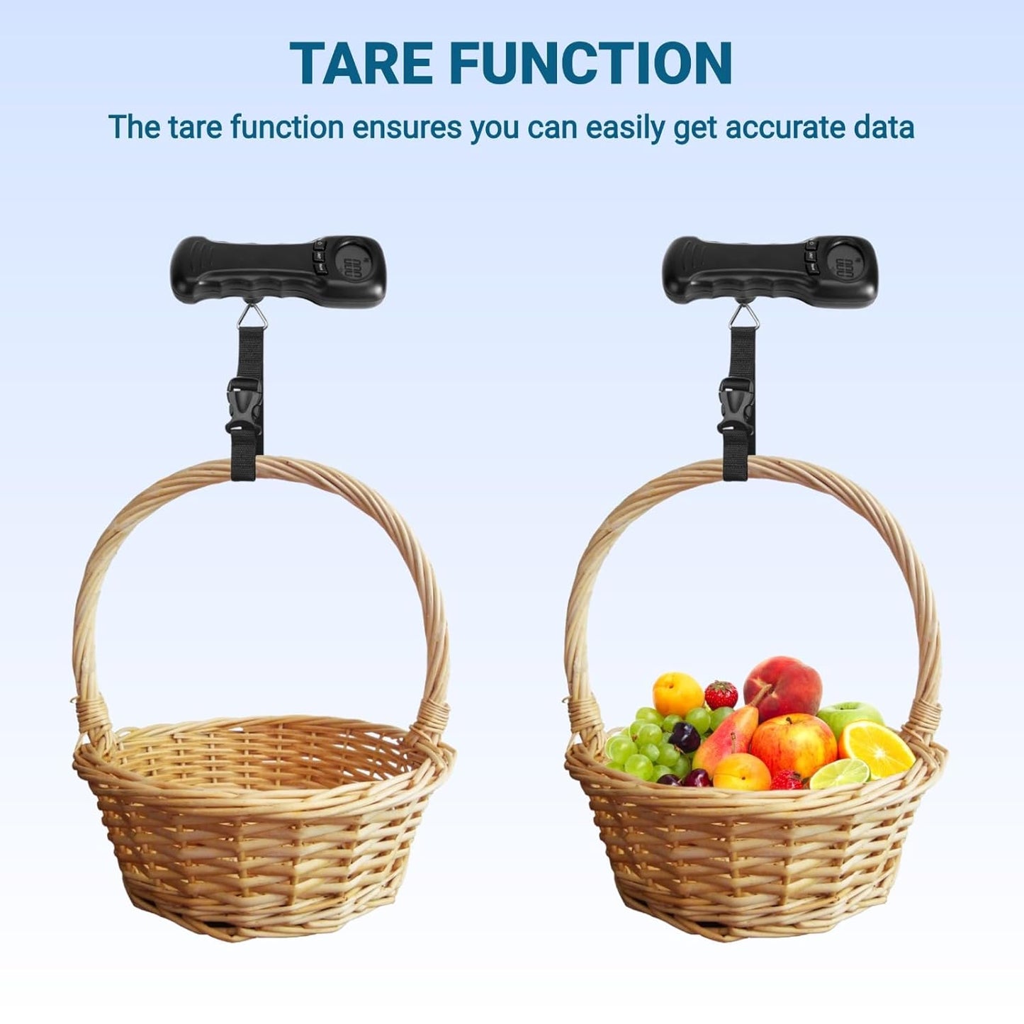 Luggage Scale, 44kg/97lb Portable Digital Hanging Baggage Scale for Travel, Automatic Lock Reading Suitcase Weight Scale with LCD Digital Display for Luggage, Travel, Bag, Battery Included
