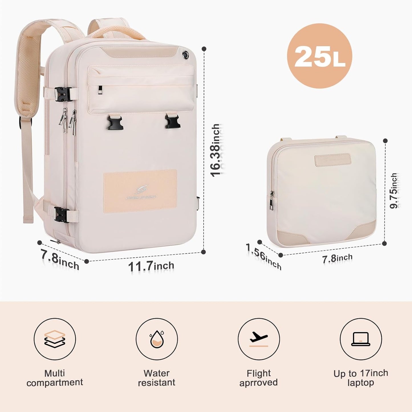 Maelstrom Travel Backpack for Women Men,25L Laptop Backpack Fits 17-Inch Laptop,Waterproof Carry On