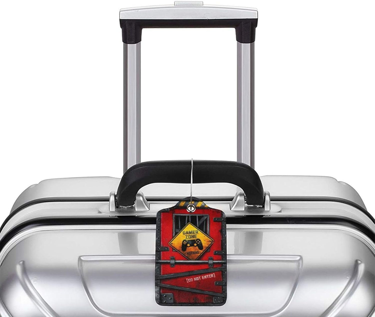 2 Pack Luggage Tags for Suitcase, Privacy Cover ID Label with Stainless Steel and Address Card for Travel Bag Backpack Cruise Ship Essentials Tag Men Boys - Gamer Zone Warning Do not Enter