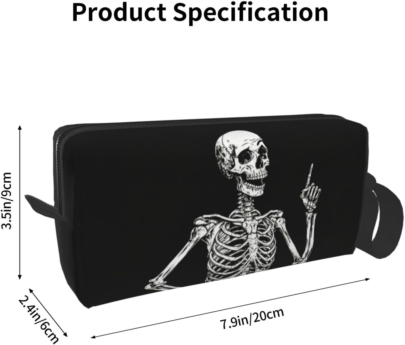 Humorous Skull Makeup Bag Organizer Compact & Durable Skeleton Travel Cosmetic Bag Oxford Fabric Impact-Resistant Multi-Purpose Storage Perfect for Travel, Gym, Daily Use