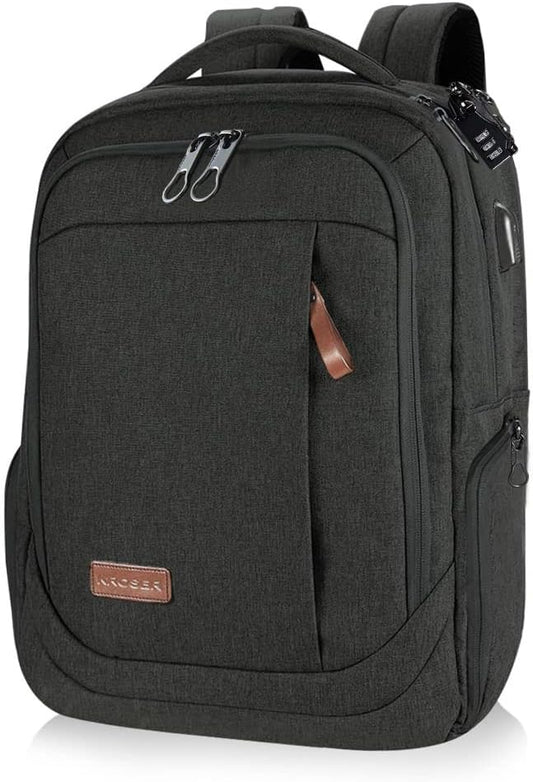 KROSER Laptop Backpack Large Computer Backpack Fits up to 17.3 Inch Laptop with USB Charging Port Water-Repellent Travel Backpack Casual Daypack for Business/College/Women/Men-Charcoal Black