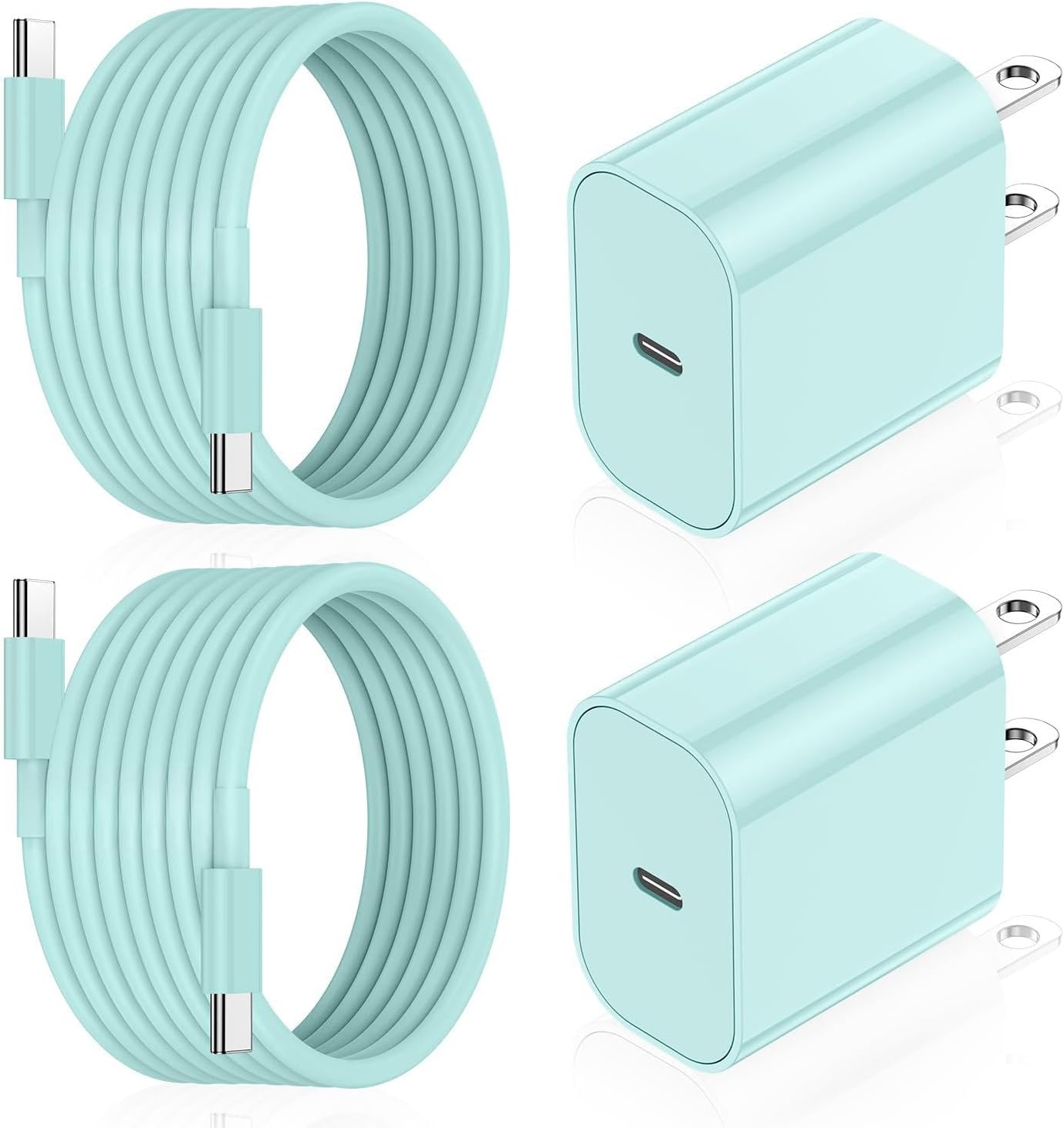 iPhone 17 16 15 Fast Charger Block and 10ft USB C to C Cable Cord Long for Apple iPhone 17 Pro Max/17 Air/16e/16 Plus/15/iPad/Samsung,Type C Wall Charging Power Adapter Plug Cube Brick-Light Green