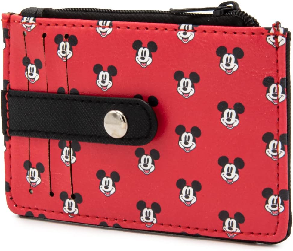 Buckle-Down Women's Wallet ID/Card Holder-Mickey Mouse Smiling Expression Monogram Red, 4.5" x 3.0"