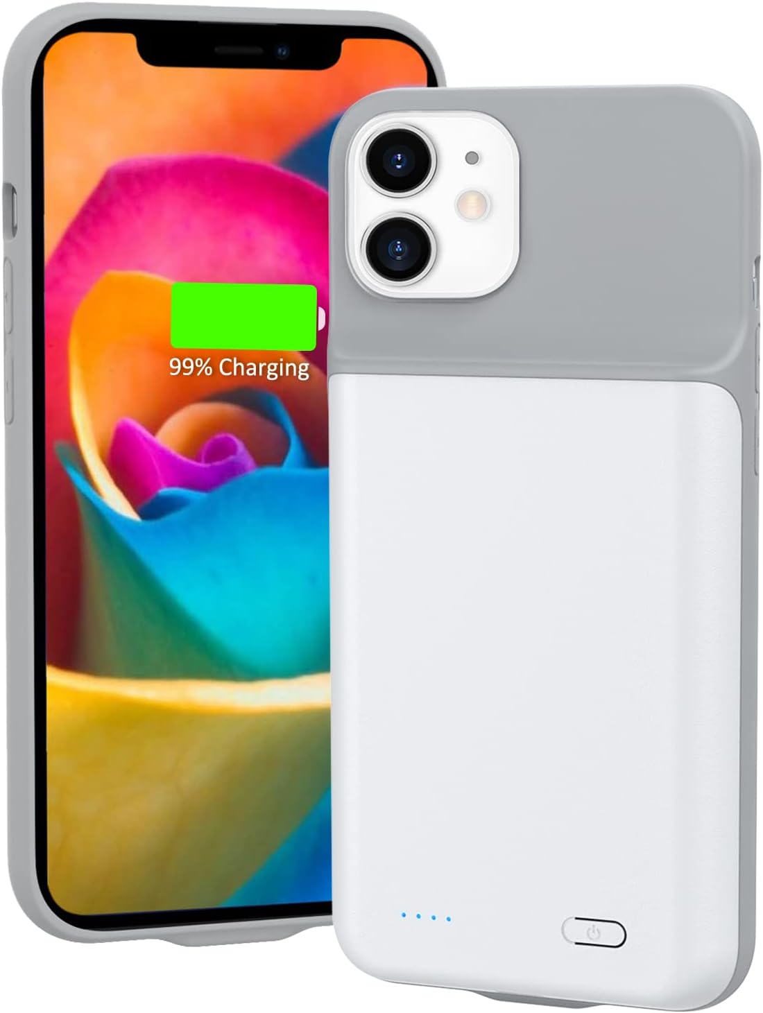 Gladgogo Battery Case for iPhone 12/12 Pro, Powerful 7000mAh Protective Smart Charging Case Ultra Slim Rechargeable External Battery Pack for iPhone 12/12 Pro, 6.1 inch, White