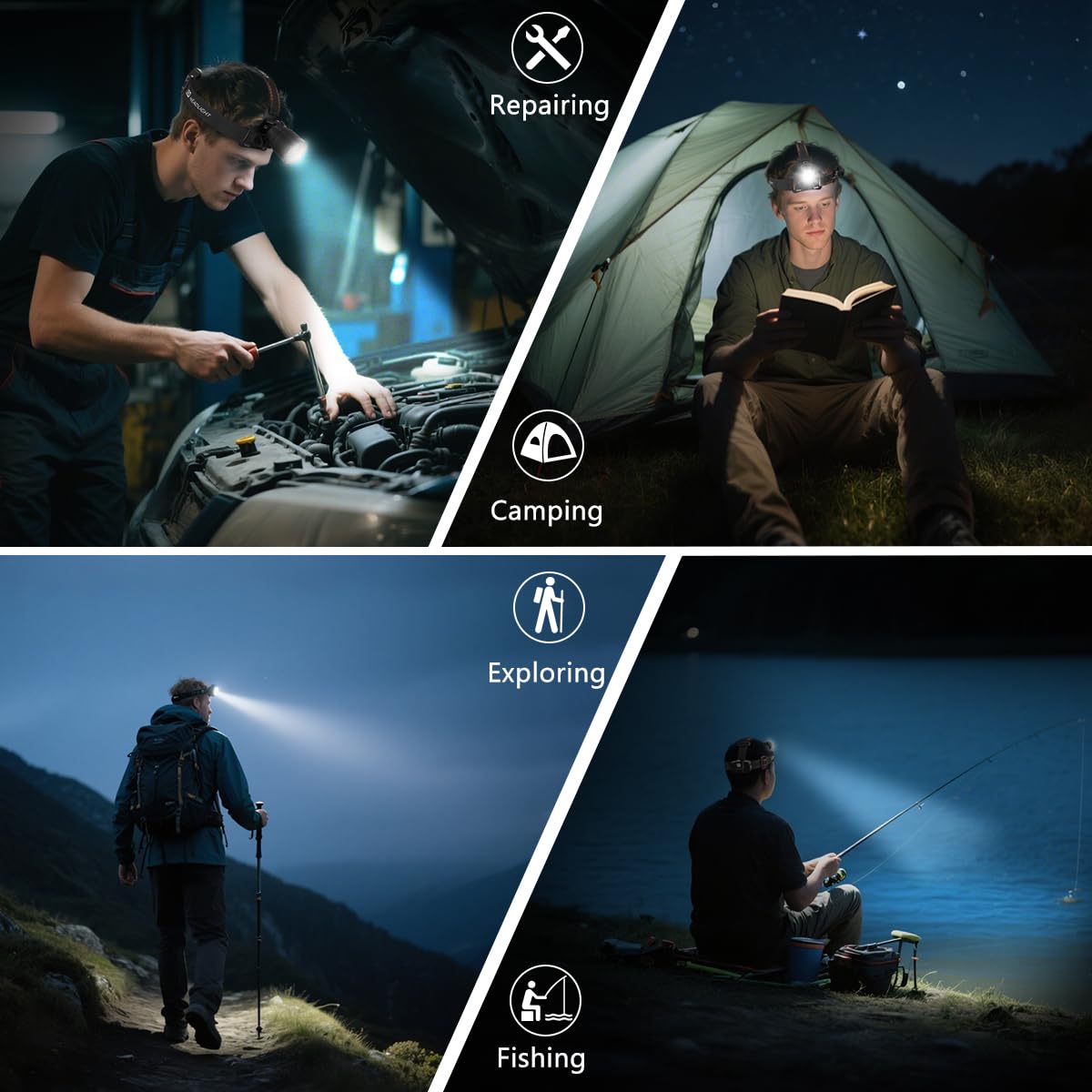 KYEKIO 3Pack Ultra Bright LED Headlamp Rechargeable, Head lamp for Adults