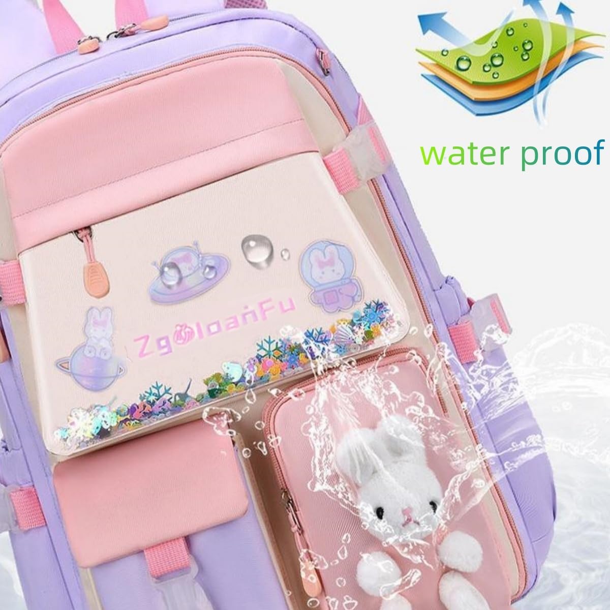 Girls Backpack, Kids Backpack for Girls School Bunny Student Backpa,Kawaii Book Bag for Elementary Primary School Kindergarten Elementary Preschool Middle