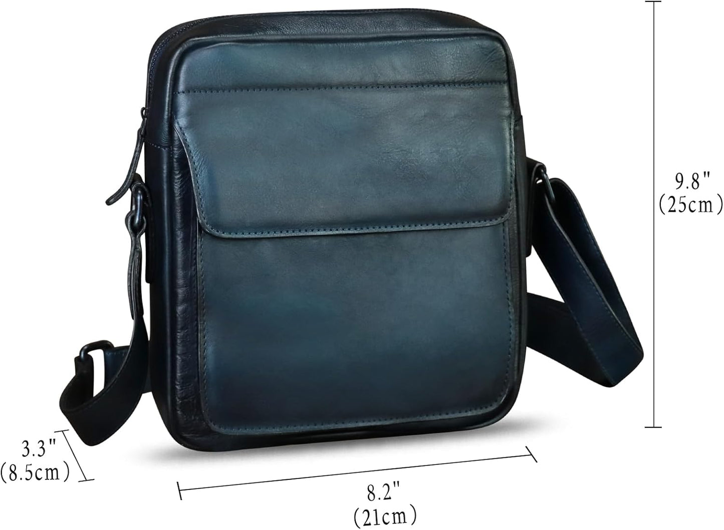 IVTG Genuine Leather Messenger Bag for Men Crossbody Shoulder Bag Satchel Casual Sling Daypack Work Business Daily Purse