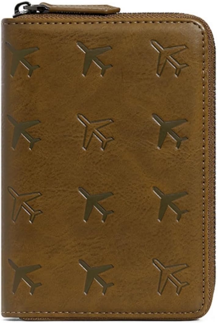 Passport Holder for Travel RFID Blocking Wallet Women Handbag Credit Cards Flight Ticket Organizer Card Holder (Brown)