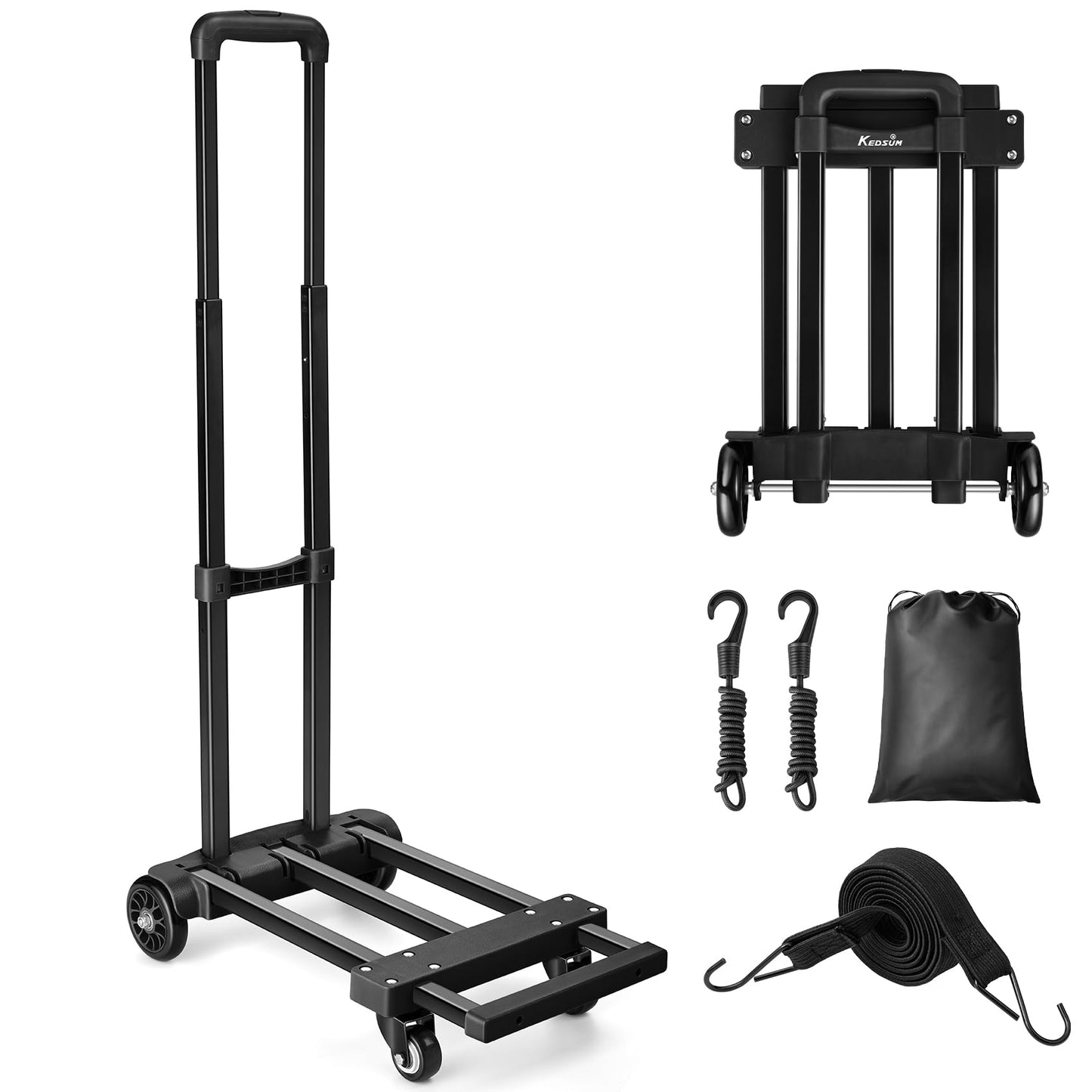 KEDSUM Folding Luggage Cart for Travel & Airport, 290lbs Foldable Hand Truck with Expandable