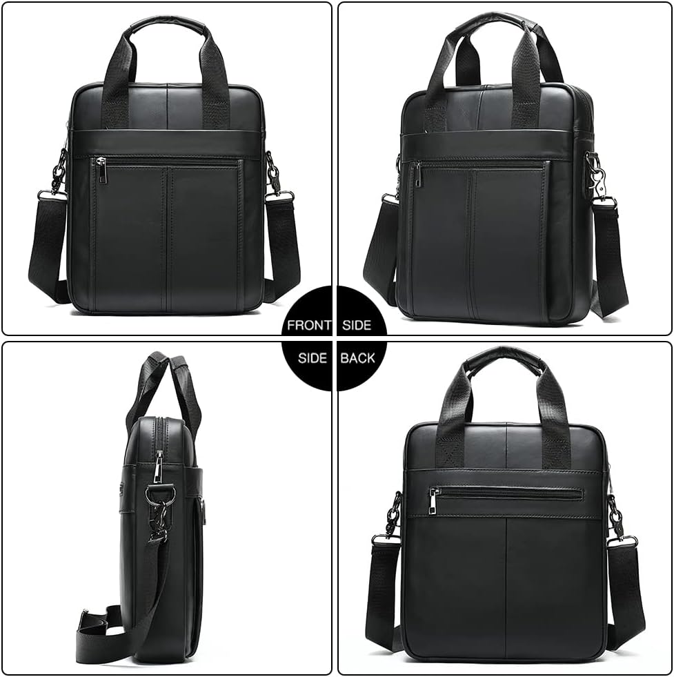 LUKZIJAES Genuine Leather Shoulder Messenger Bag for Men Adjustable Shoulders Sling Crossbody Bags