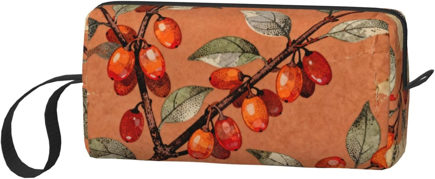 Dogwood Berries Makeup Bag Organizer Compact & Durable Berry Travel Cosmetic Bag Oxford Fabric Impact-Resistant Multi-Purpose Storage Perfect for Travel, Gym, Daily Use