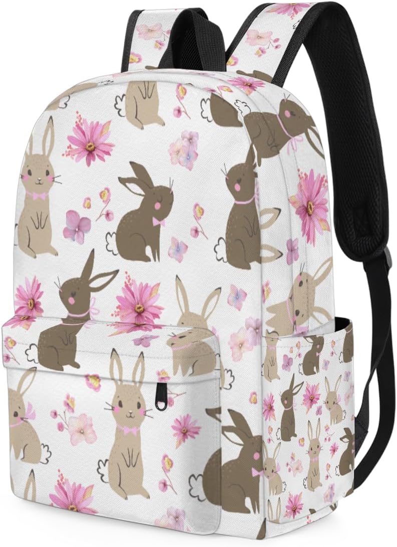 Easter Bunny Kids Backpack for Boys Girls Rabbit Flower Preschool Toddler Backpack Kindergarten Nursery Bookbag Travel Children Lightweight School Bag