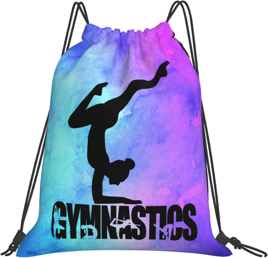 Gymnastics Drawstring Backpack Light Gym String Bag Pink Water Resistant Sackpack Sport Yoga Daypack For Womens Mens