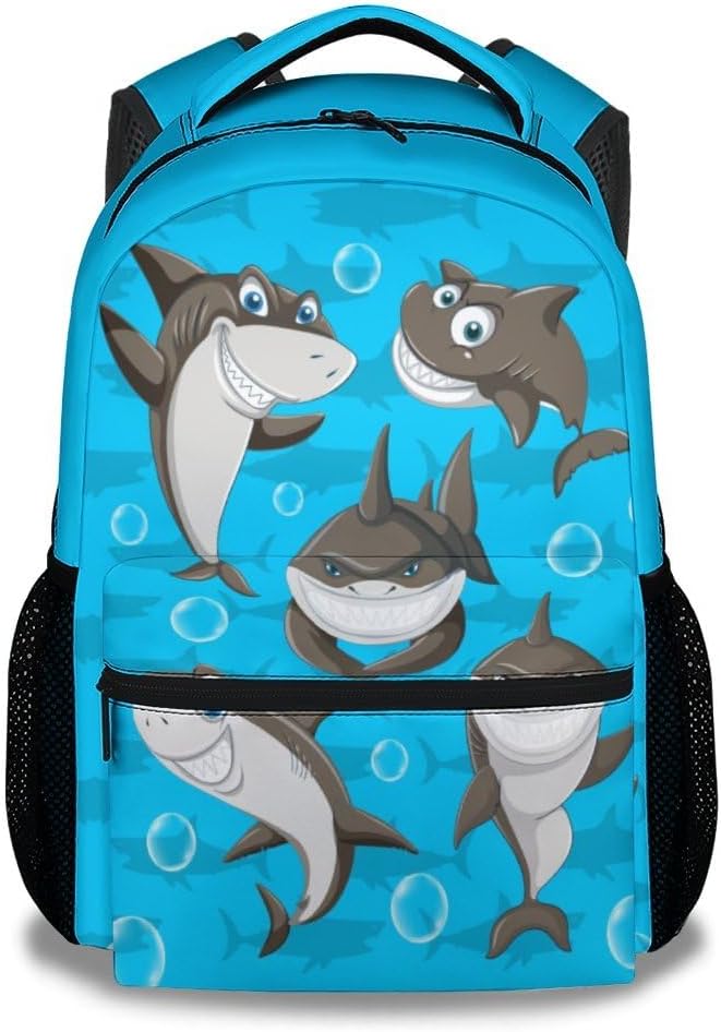 Shark Backpacks for Boys, Large Capacity Backpack for School, Funny Blue Lightweight Bookbag for Kids
