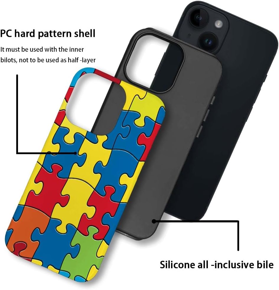 SEized Case Compatible with for iPhone 14,Color Puzzle Autism Phone Case for Girl Women Boy Men,Durable Protection Case for iPhone 14