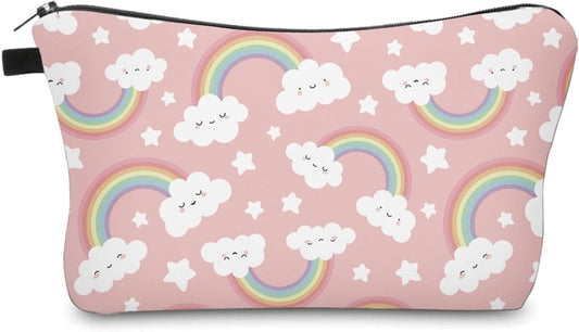 Cute Travel Makeup Bag Cosmetic Bag Small Pouch Gift for Women (Cloud Rainbow)