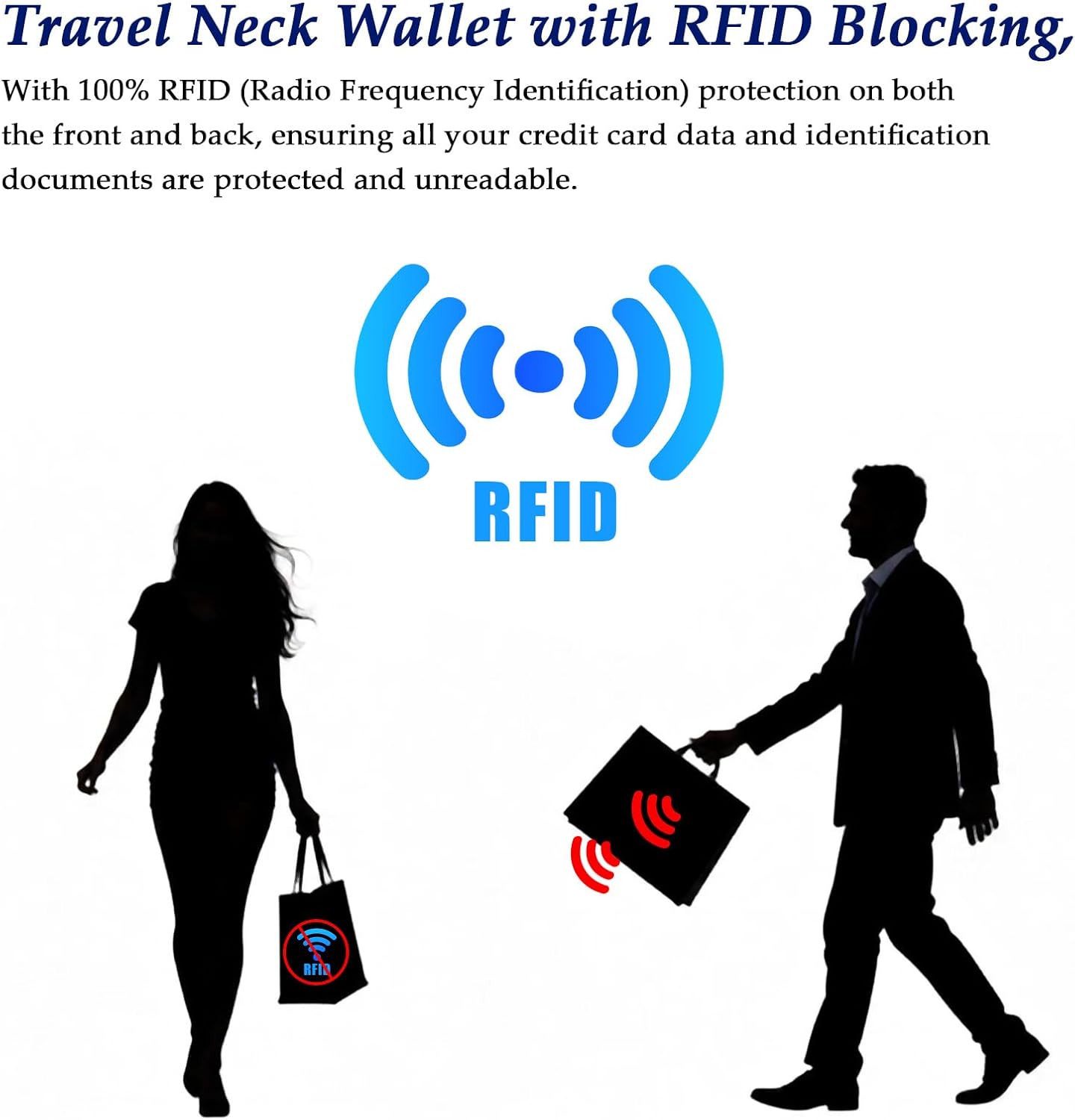 RFID Blocking Holder Travel Neck Wallet Neck Pouch Family Passport Holder Organizer Case Security Lightweight Passport Travel Wallet for Women Men