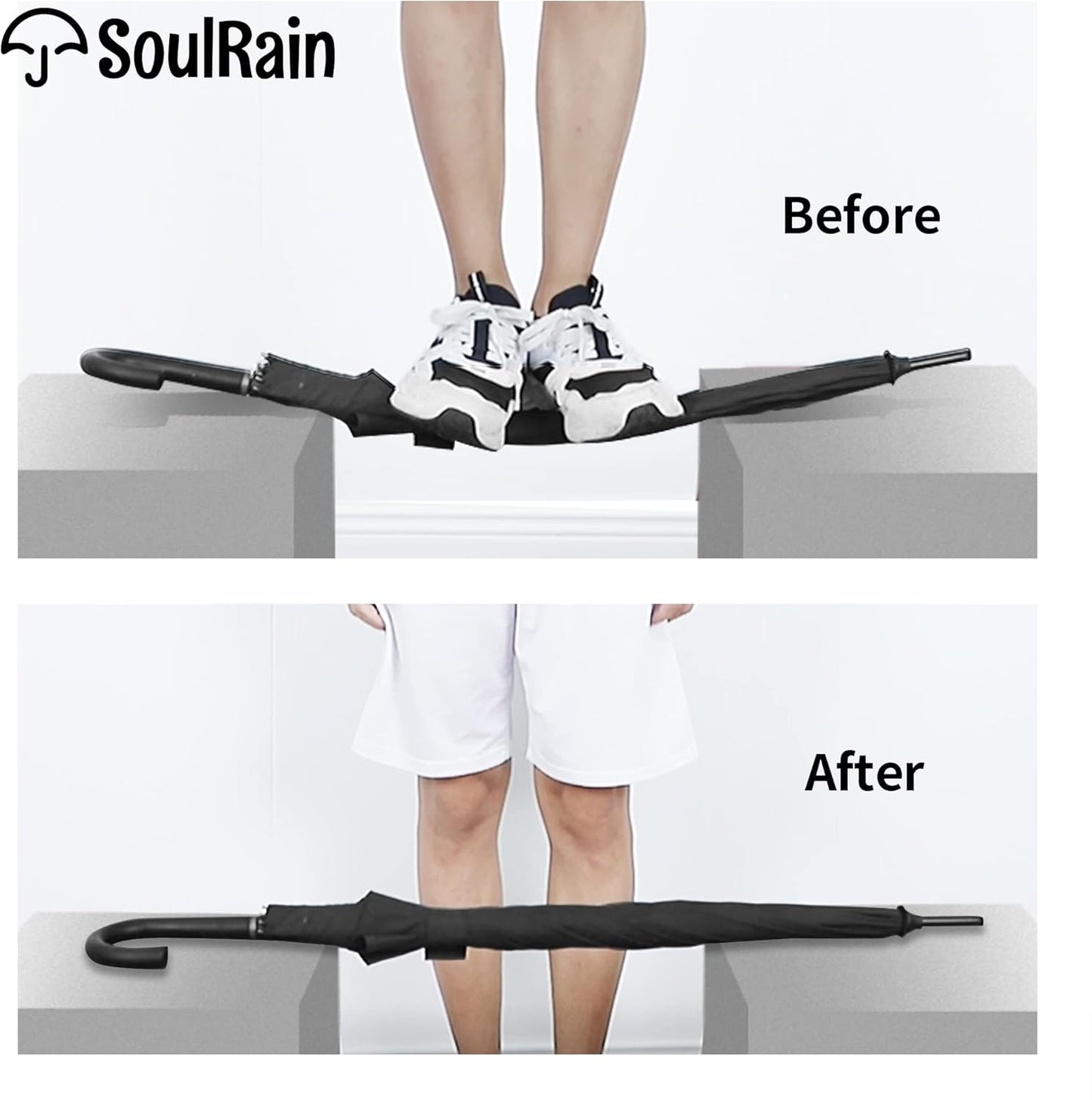 SoulRain 50 Inch Large Stick Umbrella Windproof Automatic Open Oversized J Handle Umbrellas for Men and Women Unbreakable Strong Travel Golf Umbrella