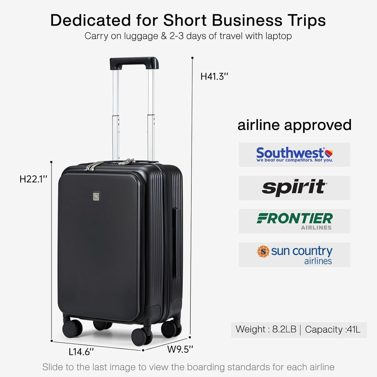 Hanke Grace Carry On Luggage with Wheels Airline Approved Hard Shell Suitcases with Front