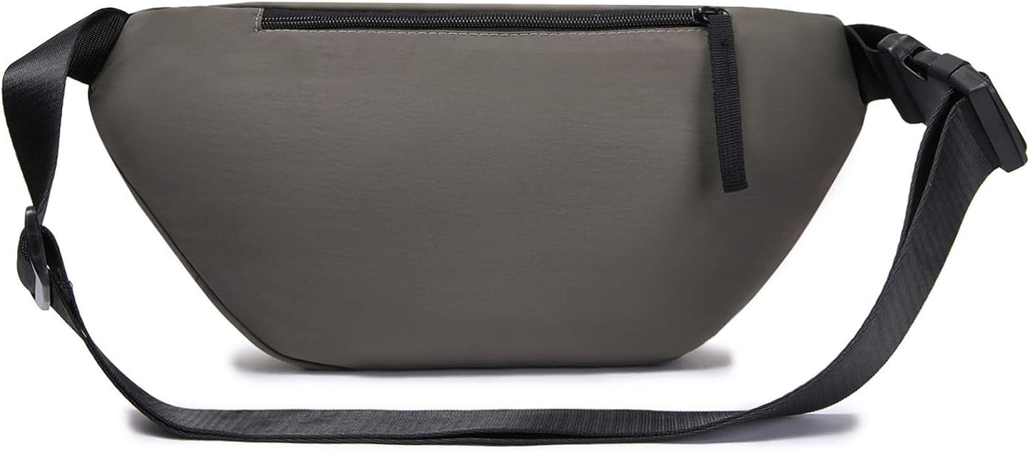 Women Sling Bags Girl Fanny Pack Crossbody Handbag Men Shoulder Bag Unisex Classic Nylon Waist Packs Purse Hiking Chest Bag, Easy Carry Any Phone,Wallet (Gray)