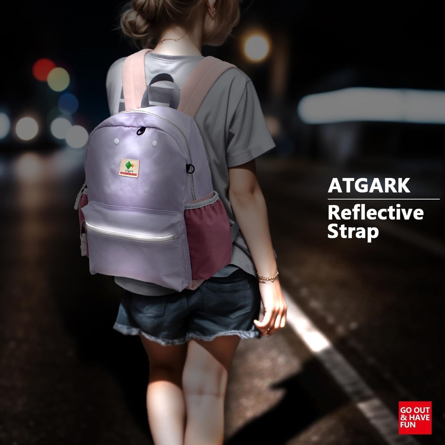 Kids Backpacks, Unisex, Purple, 15" H, 1L, Modern, Animal Theme, 6-9 Years, Elementary School, Travel, 1.9" W x 0.78" D