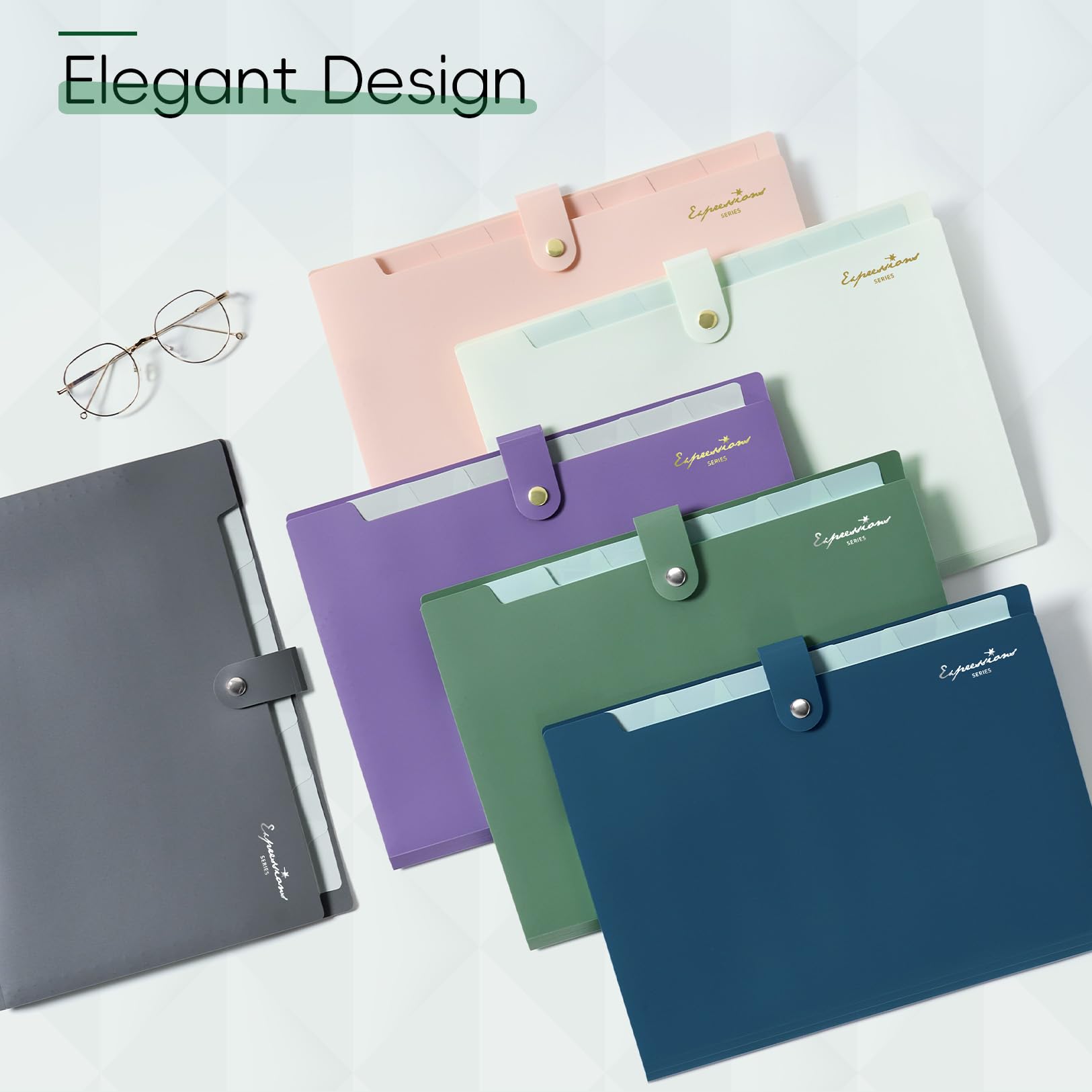 Sooez Elegant Accordion File Organizer, 8 Pocket Expanding File Folder
