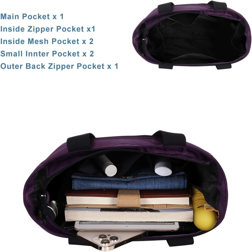 Tote Bag with Zipper for Women Inside Mesh Pocket Heavy Duty Casual Anti-water Cloth Travel Shoulder Handbag