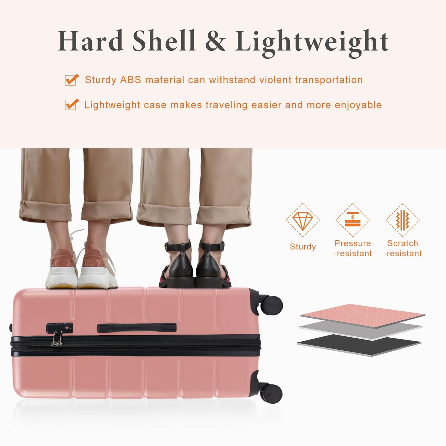 Sweetcrispy 20 Inch Carry On Luggage, Suitcase with Spinner Wheels