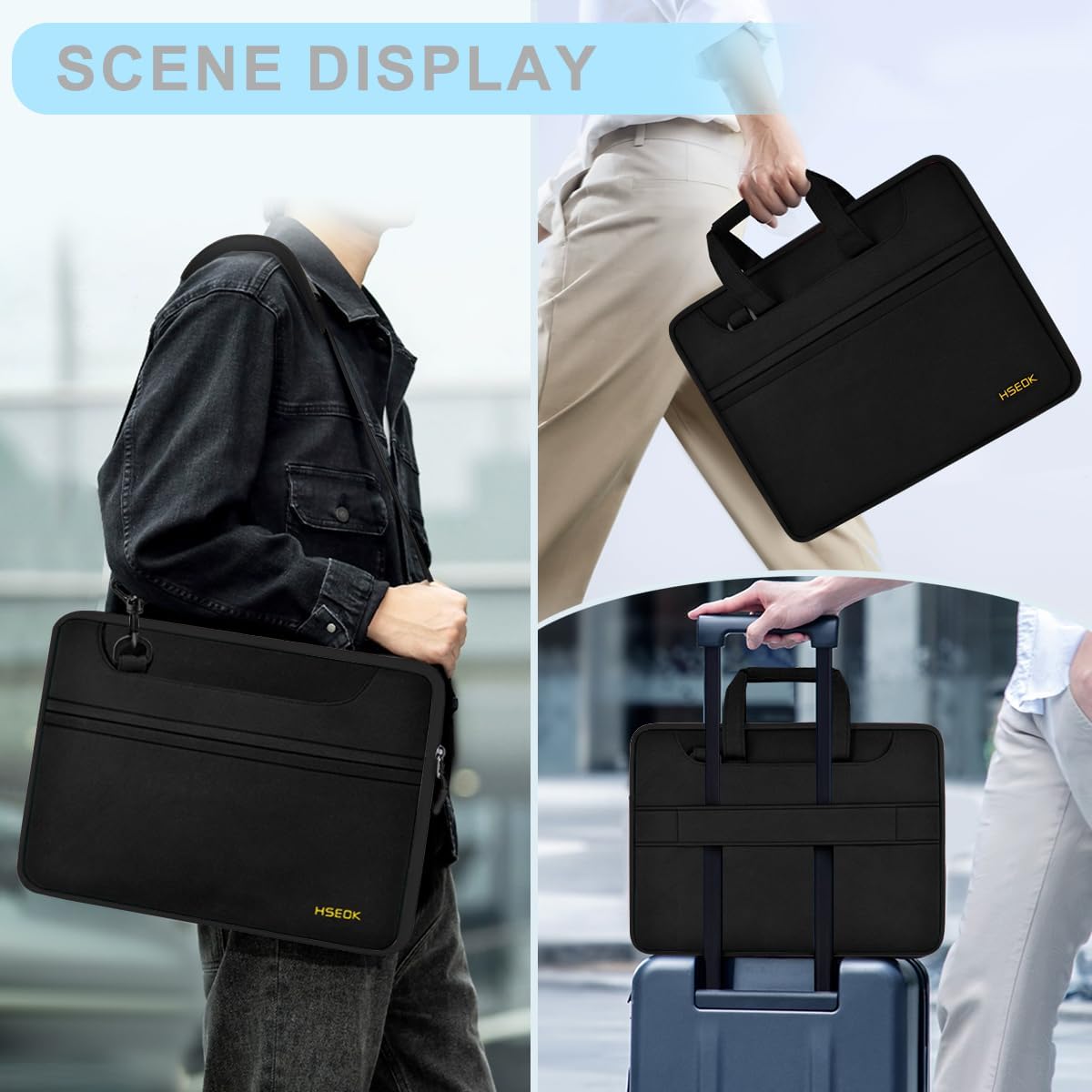Laptop Case 15.6 inch Shoulder Bag, Durable Shockproof Protective Computer Carrying Briefcase with