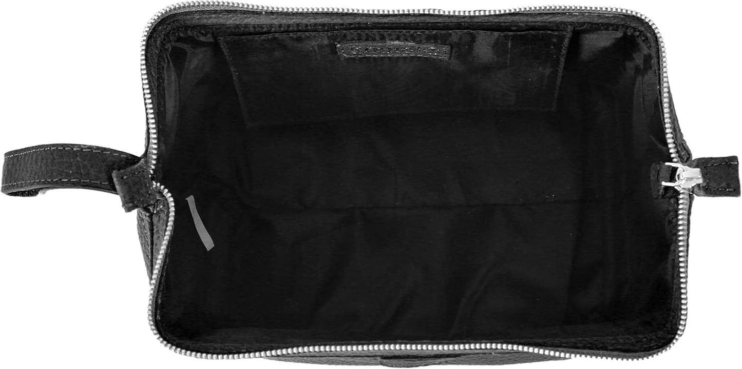 KomalC Premium Buffalo Leather Toiletry Bag for Men & Women – Leather Dopp Kit With Water resistant Lining, Premium Toiletry Travel Pouch, Unisex Wash Bag for Toiletries, Gifts for Men and Women