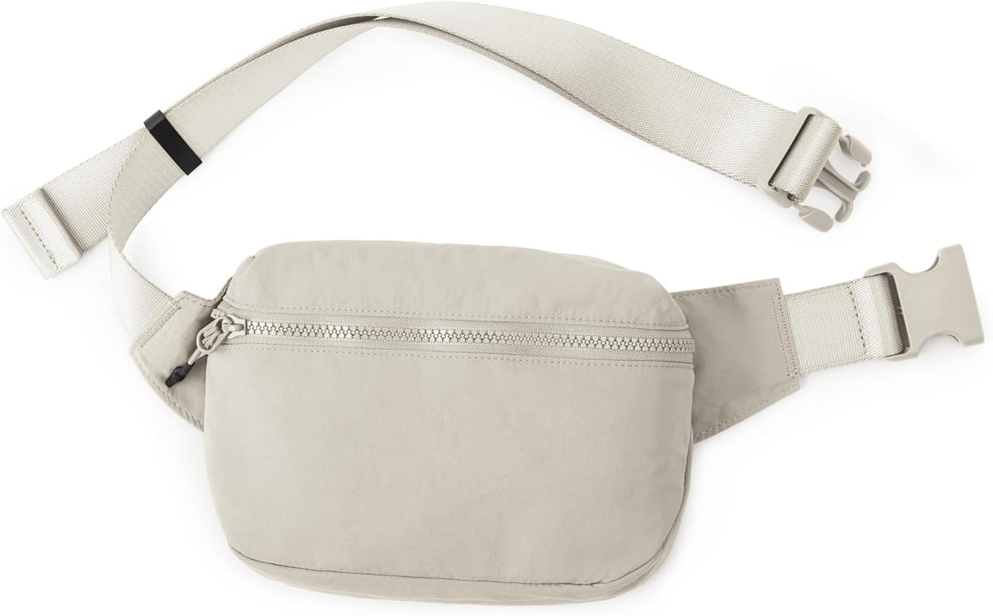 ODODOS 2L Belt Bag for Women Men, Crossbody Fanny Packs with Adjustable Strap Waist Pouch for Workout Hiking Running Travel, Light Grey