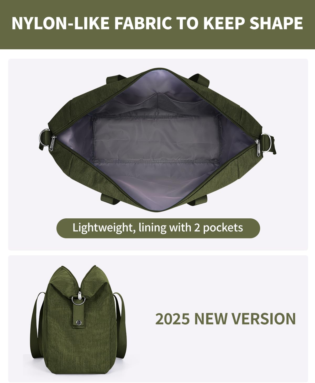 Narwey For Spirit Airlines Personal Item Bag 18x14x8 Foldable Duffle Bag for Travel Packable Duffel Bag for Traveling Carry on Bag for Airplanes Underseat Overnight for Women and Men (Army Green)