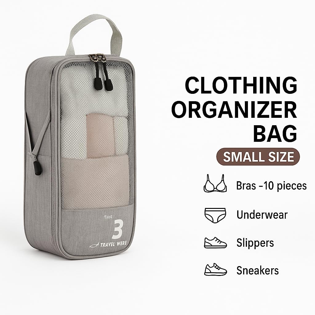 6-Pack Compression Packing Cubes for Travel – Lightweight, Expandable Luggage Organizers with Dual-Use Drawstring Bag – Stackable, Odorless, Durable – Fits Clothes, Shoes, Toiletries (Brown)