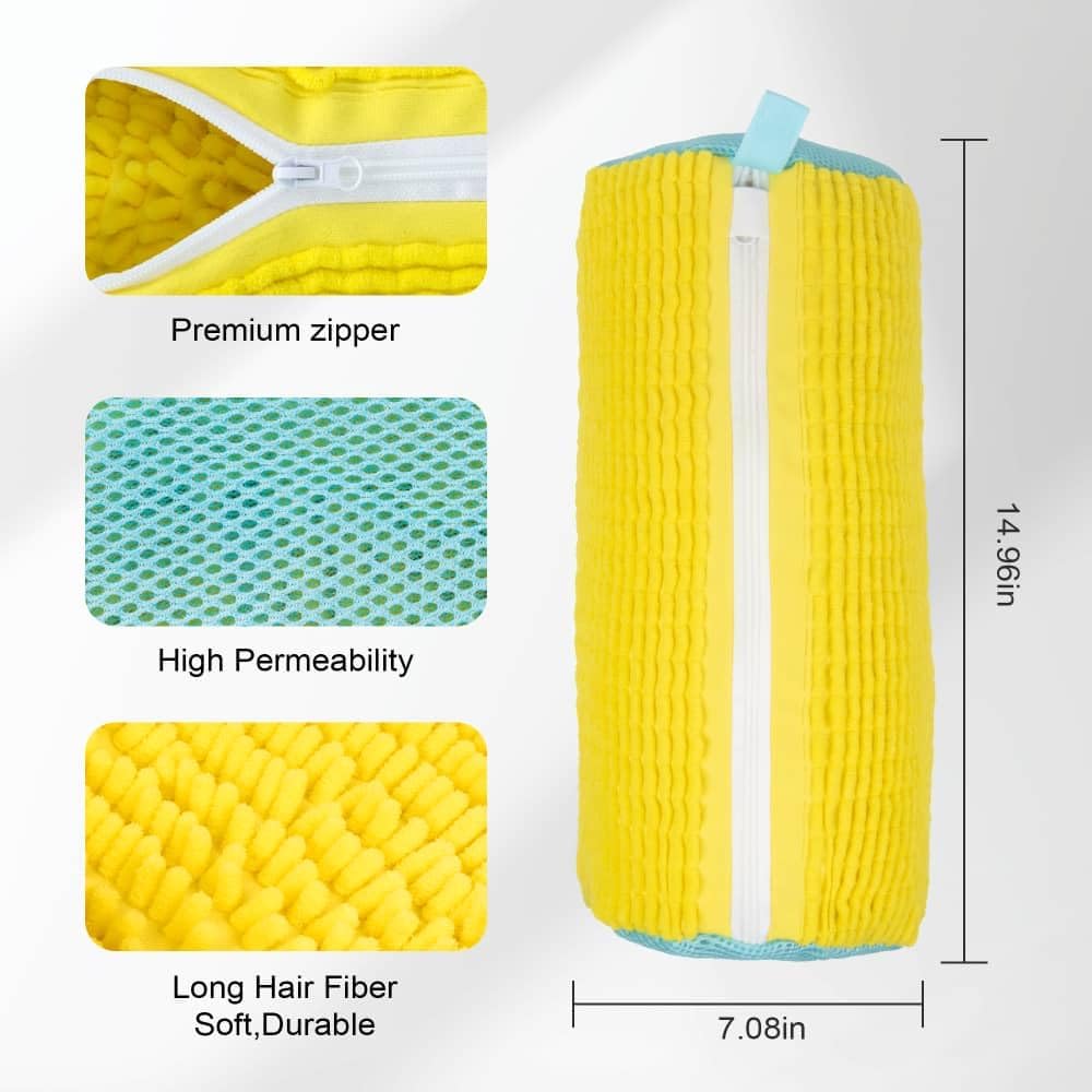 Shoe Washing Machine Bag - 2 Pcs Reusable Premium Shoe Washing Bag with Durable Invisible Zipper - Shoe Bag for Washing Machine Fits Most Sizes & Types - Hands-Free Complete Protection - include brush