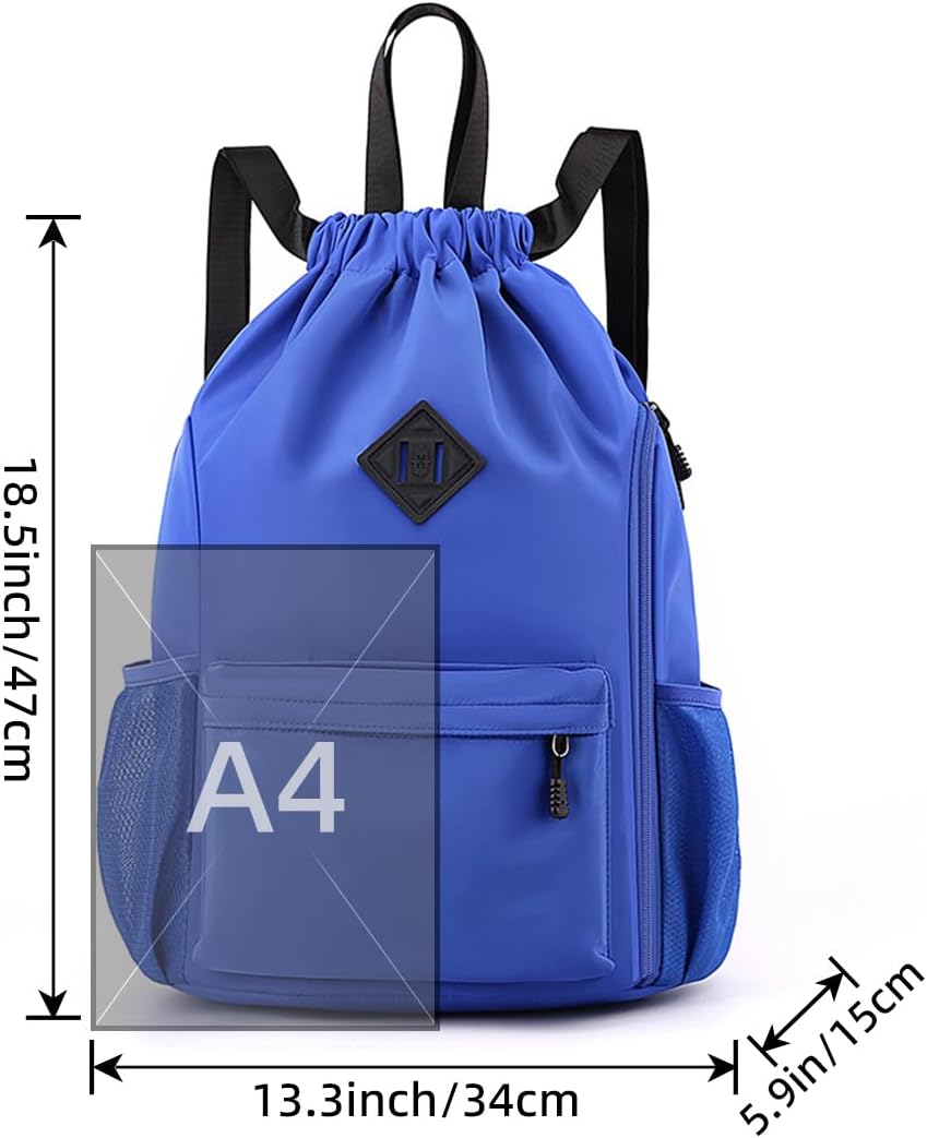 Valleycomfy Waterproof Drawstring Gym Backpack Bag for Men & Women,Sports Gym Bag with Side Pocket
