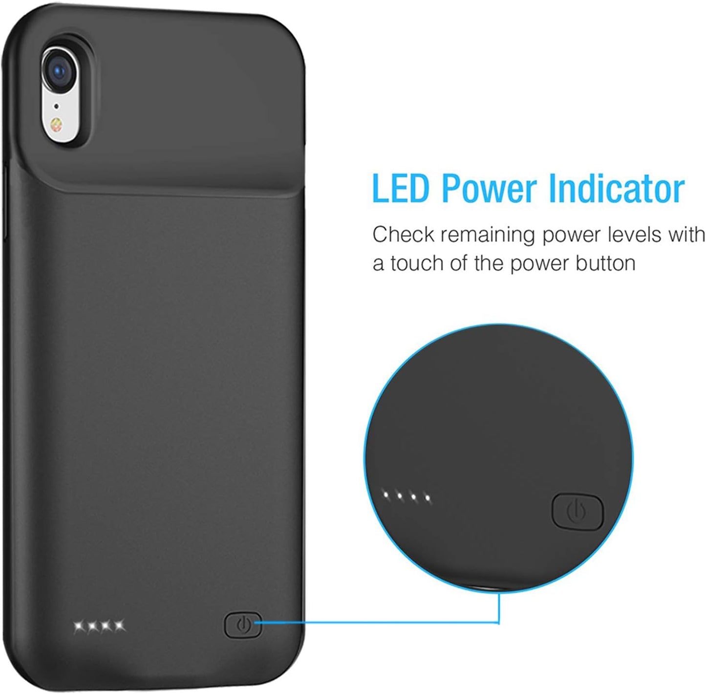 Battery Case for iPhone XR, 7000mAh Slim Portable Protective Charging case Compatible with iPhone XR (6.1 inch) Rechargeable Battery Pack Charger Case (Black)