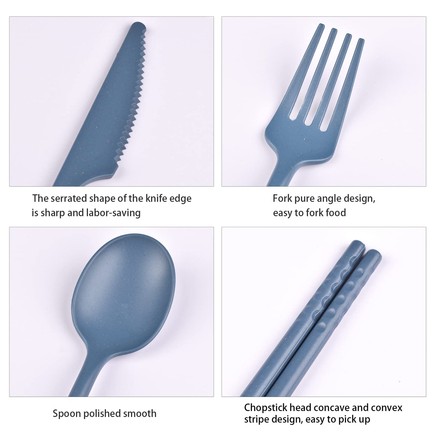 Travel Utensils, Reusable Utensils Set with Case, Camping Plastic Cutlery